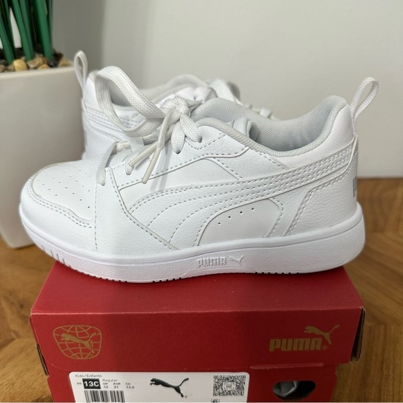 Puma Rebound V6 Sneakers SZ 13C White Lace Up Cheerleading Activewear EUC - Picture 6 of 8